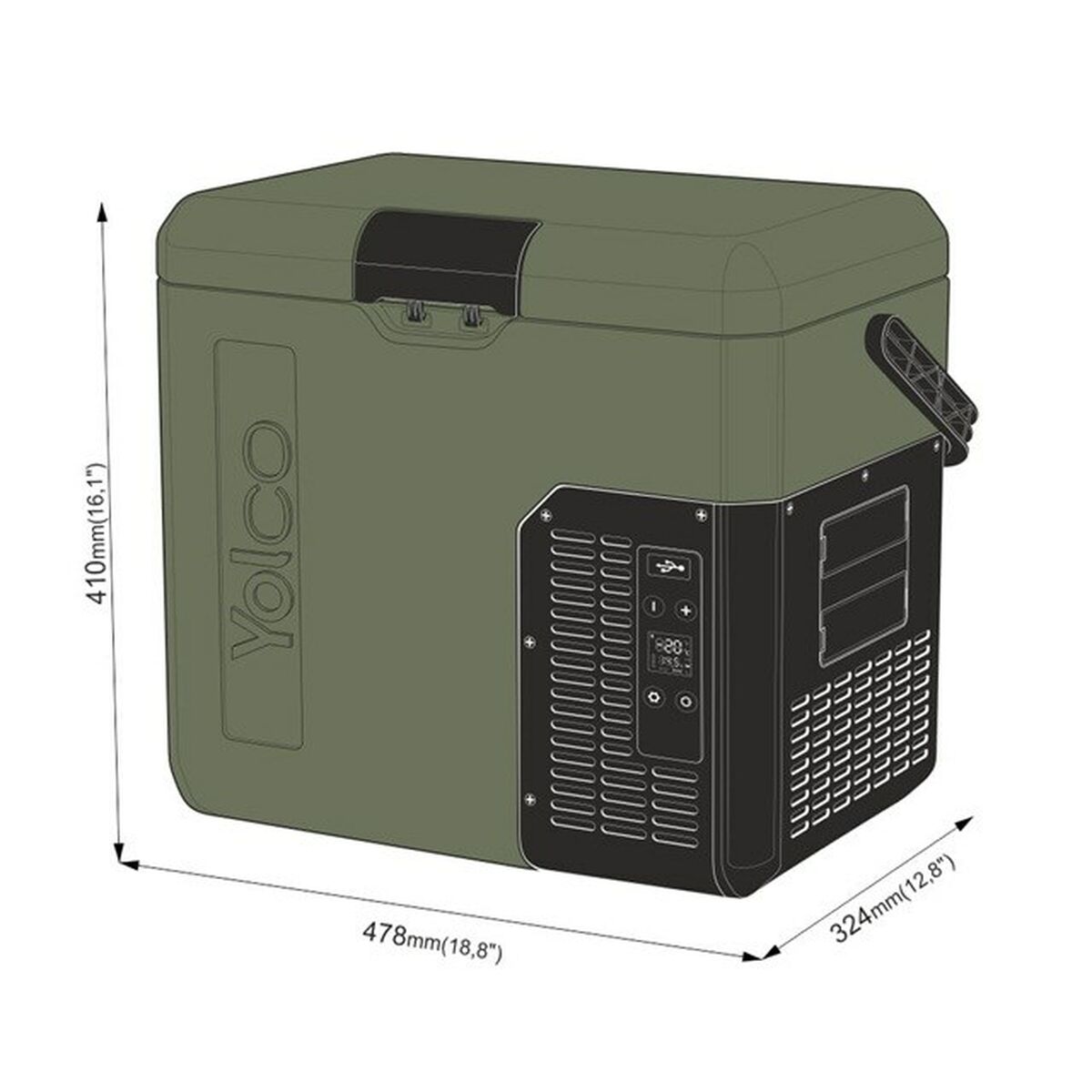 Mini réfrigérateur Yolco ET18 Vert 45 W 17 L