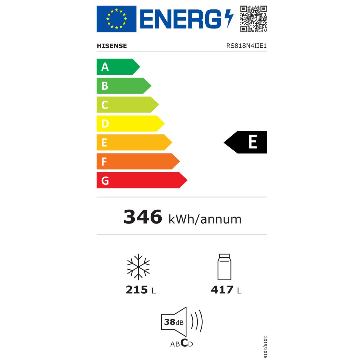 Réfrigérateur Combiné Hisense RS818N4IIE1 179 Acier