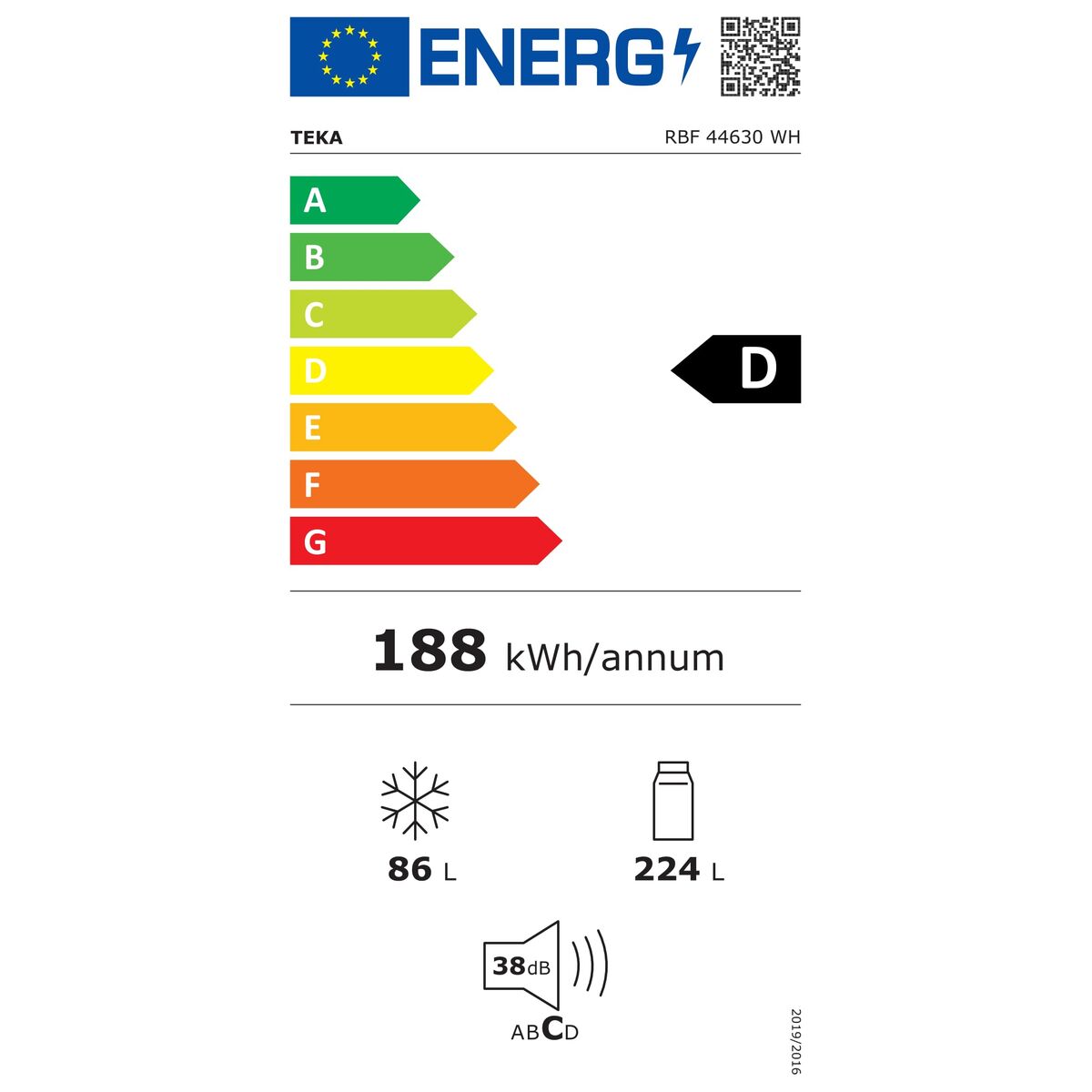 Réfrigérateur Combiné Teka RBF44630BL  188 Blanc