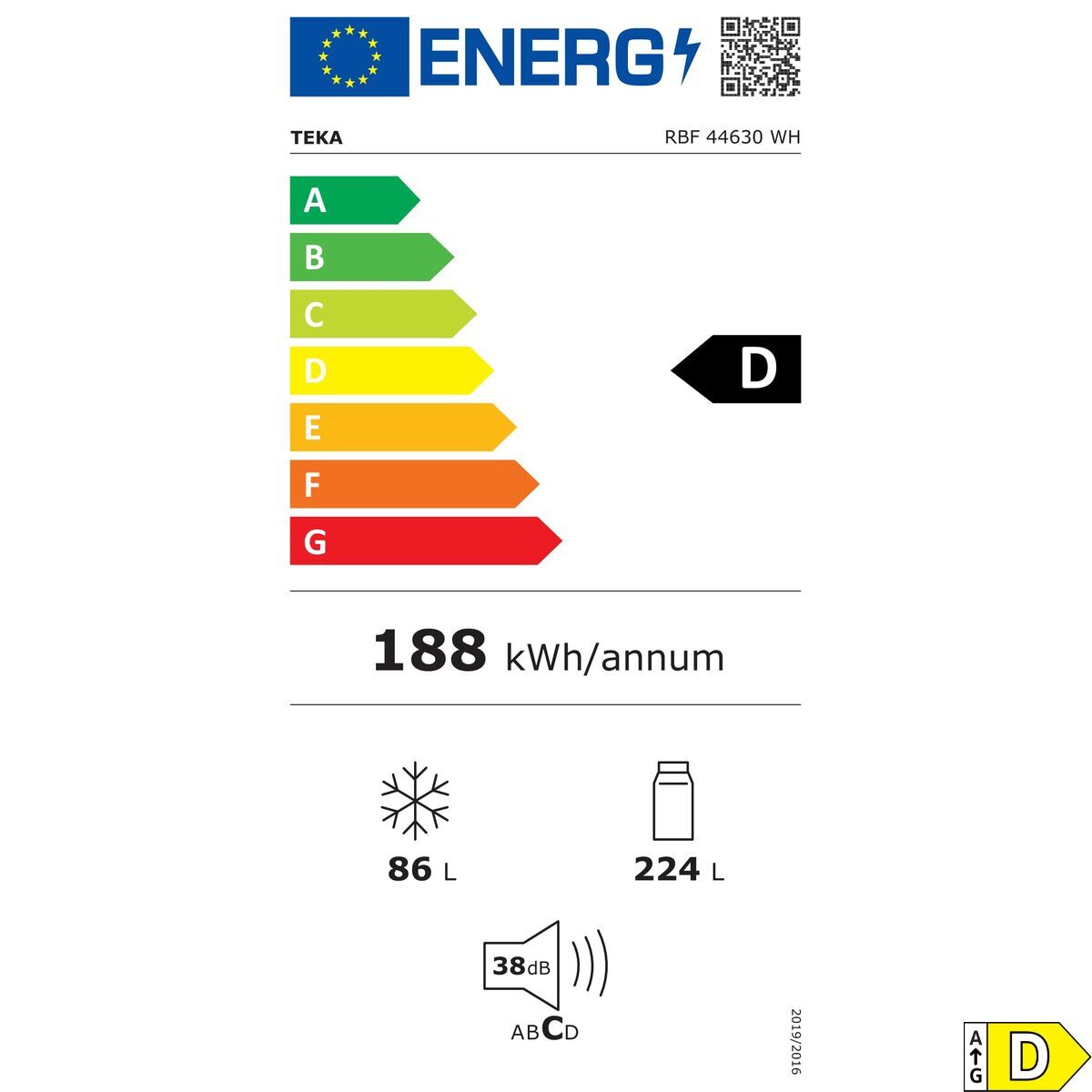 Réfrigérateur Combiné Teka RBF44630BL  188 Blanc