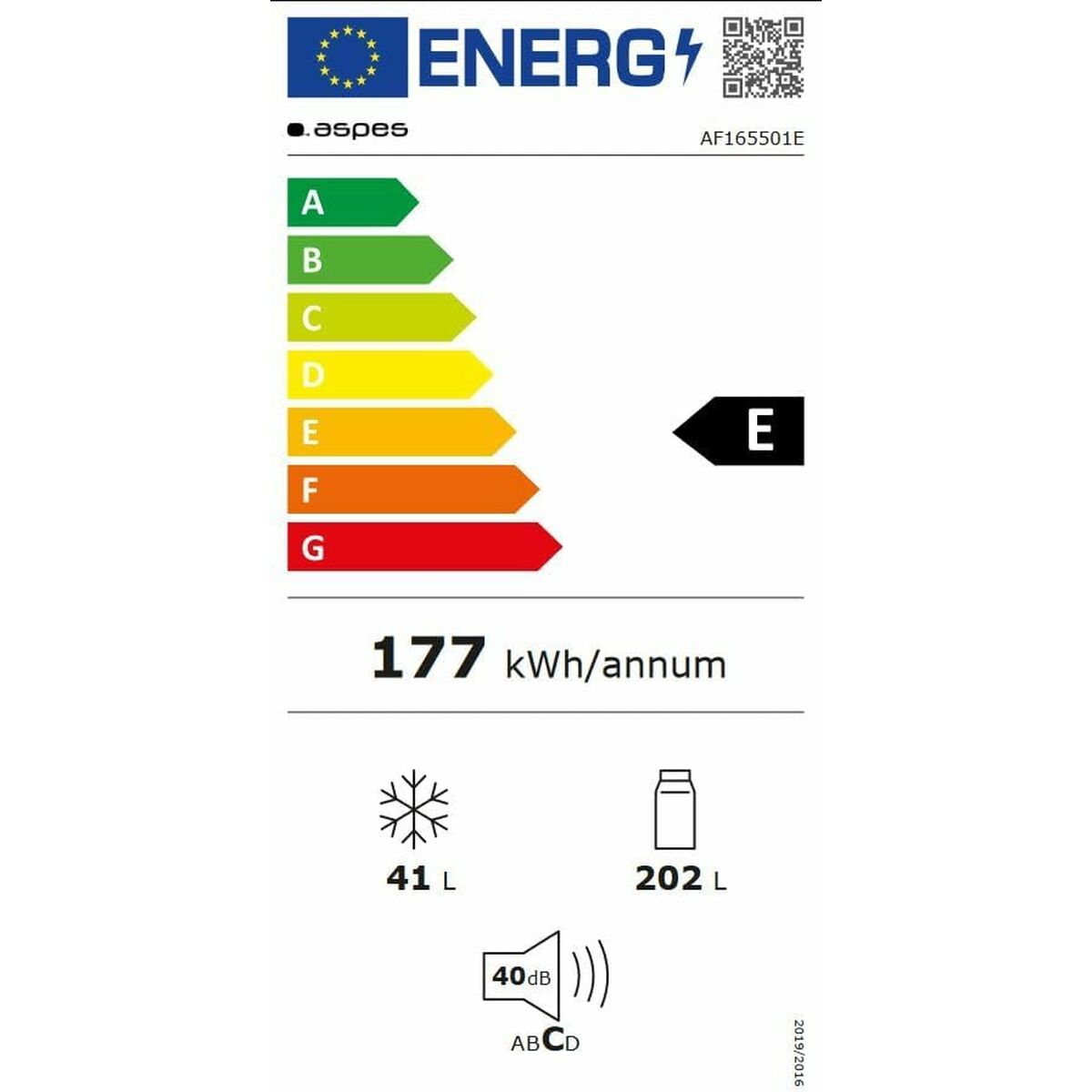 Réfrigérateur Combiné Aspes AF165501E   161 243 L Blanc