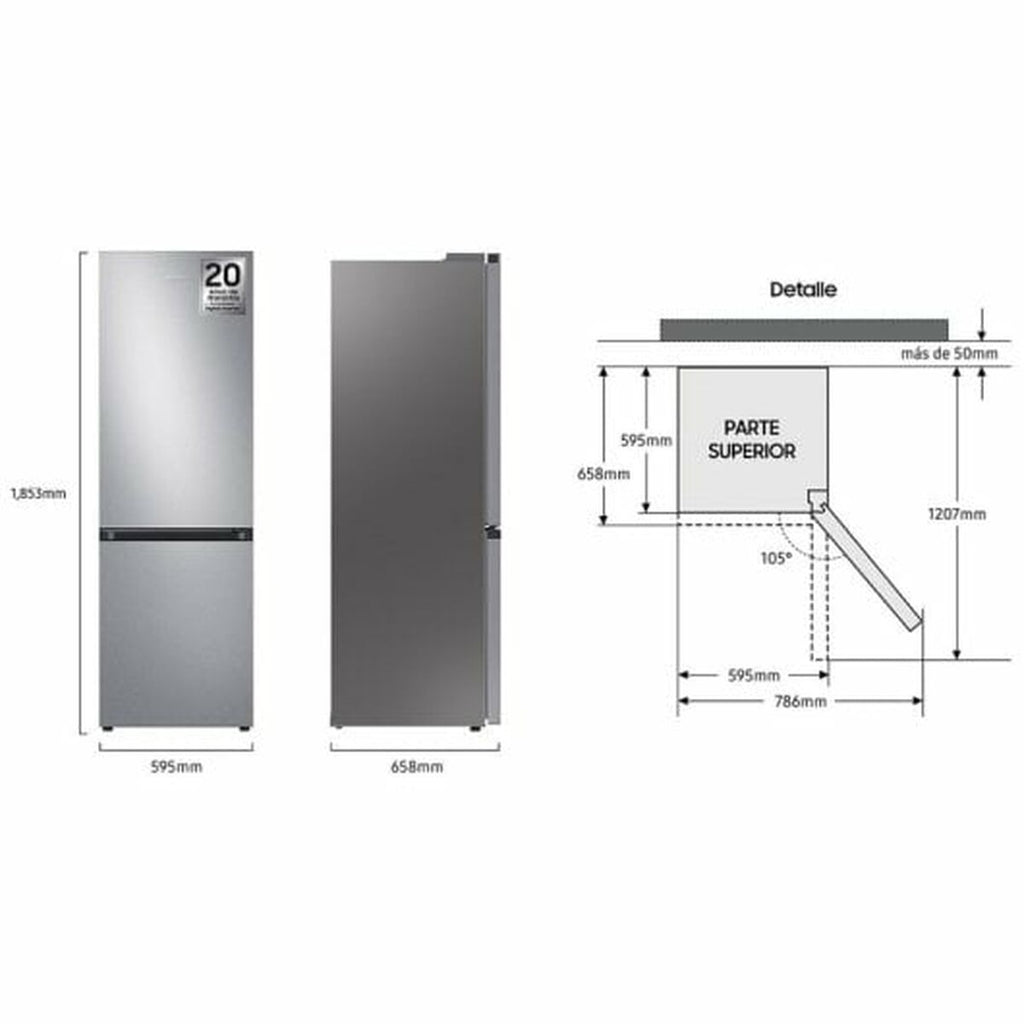 Réfrigérateur Combiné Samsung RB34C602DSA 186 Argenté 344 L