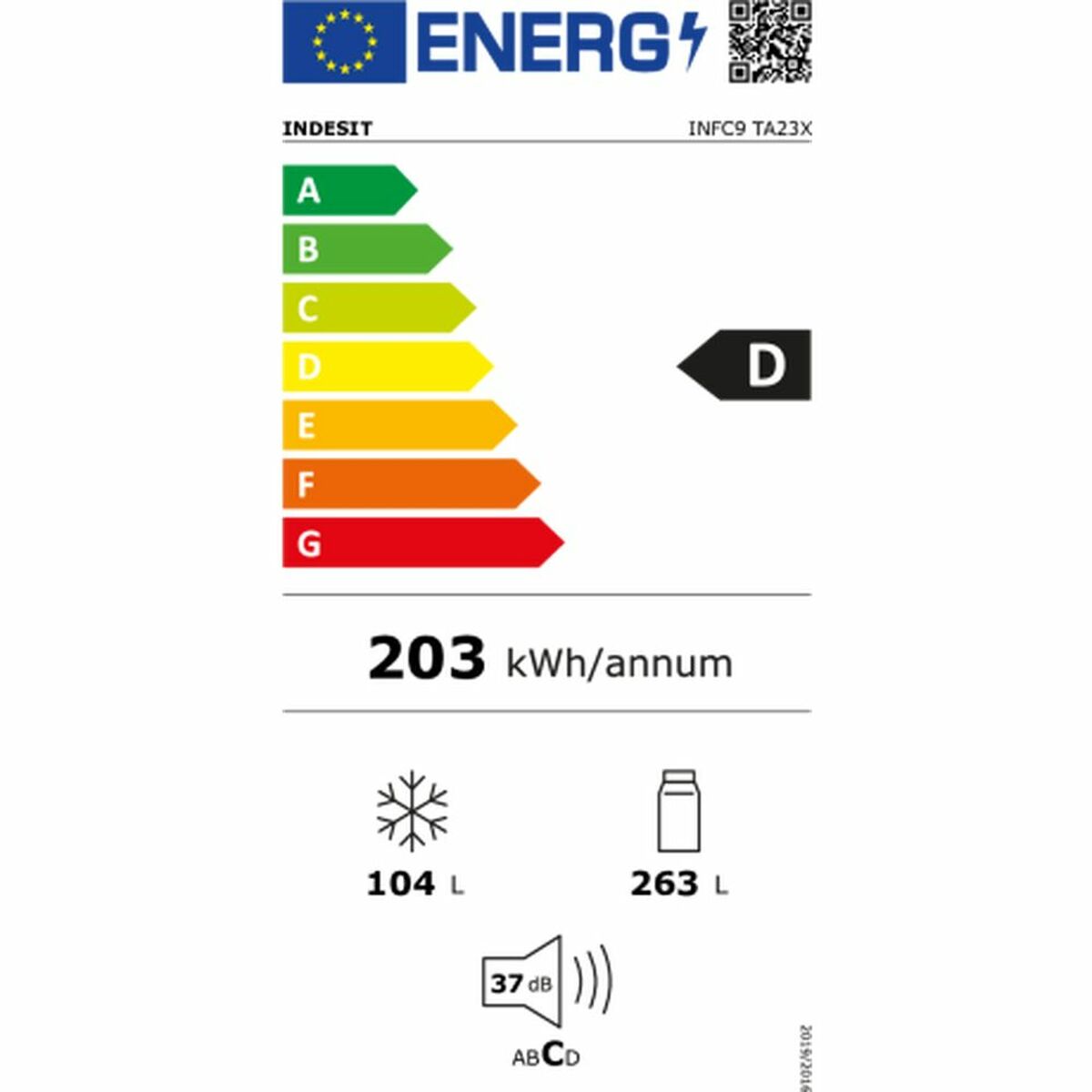 Réfrigérateur Combiné Indesit INFC9 TA23X Acier inoxydable (203 x 60 cm)