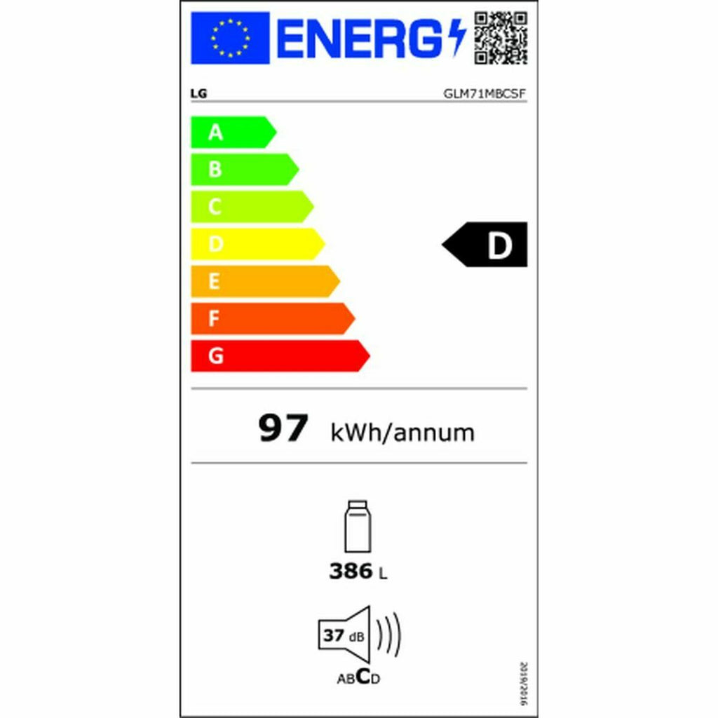 Réfrigérateur LG GLM71MBCSF  186 Acier 386 L 185 x 60 cm
